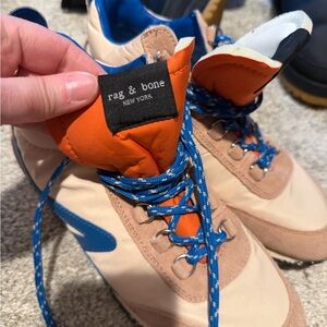 Rag & Bone Tan and Blue Sneakers with Orange Detail